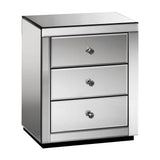 darrahopens Furniture > Bedroom Artiss Mirrored Bedside table Drawers Furniture Mirror Glass Presia Smoky Grey