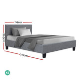 darrahopens Furniture > Bedroom Artiss Neo Bed Frame Fabric - Grey King Single