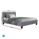 darrahopens Furniture > Bedroom Artiss Neo Bed Frame Fabric - Grey Single