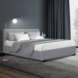 darrahopens Furniture > Bedroom Artiss Nino Bed Frame Fabric - Grey Queen