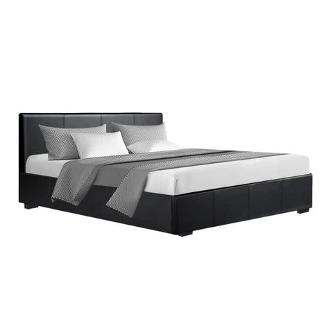 darrahopens Furniture > Bedroom Artiss Nino Bed Frame PU Leather - Black Queen