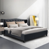 darrahopens Furniture > Bedroom Artiss Pier Bed Frame Fabric - Charcoal King