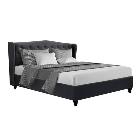 darrahopens Furniture > Bedroom Artiss Pier Bed Frame Fabric - Charcoal King