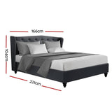 darrahopens Furniture > Bedroom Artiss Pier Bed Frame Fabric - Charcoal Queen