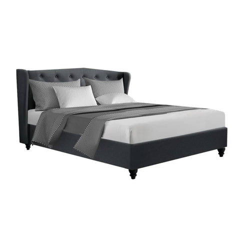 darrahopens Furniture > Bedroom Artiss Pier Bed Frame Fabric - Charcoal Queen