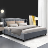 darrahopens Furniture > Bedroom Artiss Pier Bed Frame Fabric - Grey King