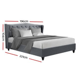 darrahopens Furniture > Bedroom Artiss Pier Bed Frame Fabric - Grey King