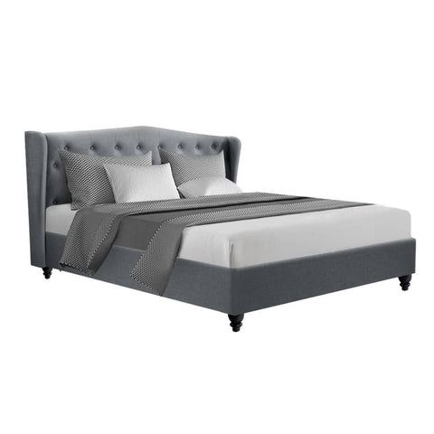 darrahopens Furniture > Bedroom Artiss Pier Bed Frame Fabric - Grey King