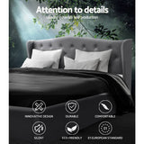 darrahopens Furniture > Bedroom Artiss Pier Bed Frame Fabric - Grey Queen
