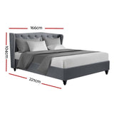 darrahopens Furniture > Bedroom Artiss Pier Bed Frame Fabric - Grey Queen