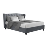 darrahopens Furniture > Bedroom Artiss Pier Bed Frame Fabric - Grey Queen