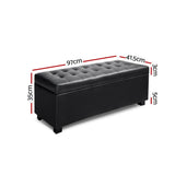 darrahopens Furniture > Bedroom Artiss PU Leather Storage Ottoman - Black