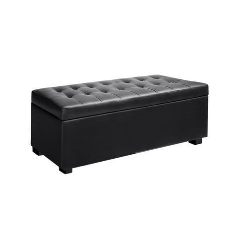 darrahopens Furniture > Bedroom Artiss PU Leather Storage Ottoman - Black