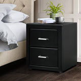 darrahopens Furniture > Bedroom Artiss PVC Leather Bedside Table - Black