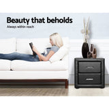 darrahopens Furniture > Bedroom Artiss PVC Leather Bedside Table - Black