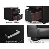 darrahopens Furniture > Bedroom Artiss PVC Leather Bedside Table - Black