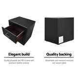 darrahopens Furniture > Bedroom Artiss PVC Leather Bedside Table - Black