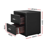 darrahopens Furniture > Bedroom Artiss PVC Leather Bedside Table - Black