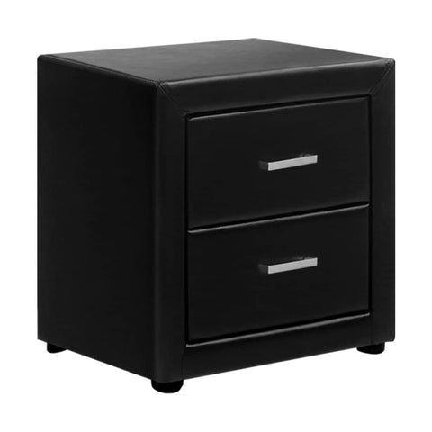 darrahopens Furniture > Bedroom Artiss PVC Leather Bedside Table - Black