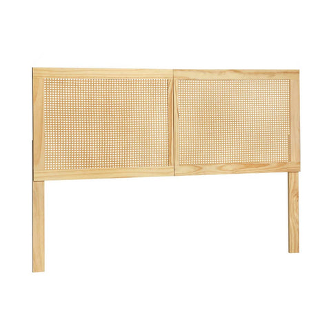 Darrahopens Furniture > Bedroom Artiss Rattan Bed Frame Double Size Bed Head Headboard Bedhead Base RIBO Pine