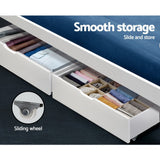 darrahopens Furniture > Bedroom Artiss Set of 2 Bed Frame Storage Drawers Timber Trundle for Wooden Bed Frame Base White