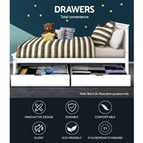 darrahopens Furniture > Bedroom Artiss Set of 2 Bed Frame Storage Drawers Timber Trundle for Wooden Bed Frame Base White