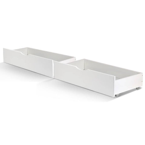 darrahopens Furniture > Bedroom Artiss Set of 2 Bed Frame Storage Drawers Timber Trundle for Wooden Bed Frame Base White