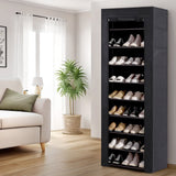 Darrahopens Furniture > Bedroom Artiss Shoe Rack 10-tier 27 Pairs Removable Cover Black