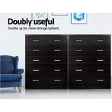darrahopens Furniture > Bedroom Artiss Tallboy 6 Drawers Storage Cabinet - Walnut