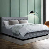 darrahopens Furniture > Bedroom Artiss Tiyo Bed Frame Fabric Gas Lift Storage - Grey King