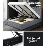 darrahopens Furniture > Bedroom Artiss Tiyo Bed Frame Fabric Gas Lift Storage - Grey King