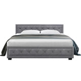 darrahopens Furniture > Bedroom Artiss Tiyo Bed Frame Fabric Gas Lift Storage - Grey King