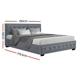 darrahopens Furniture > Bedroom Artiss Tiyo Bed Frame Fabric Gas Lift Storage - Grey King