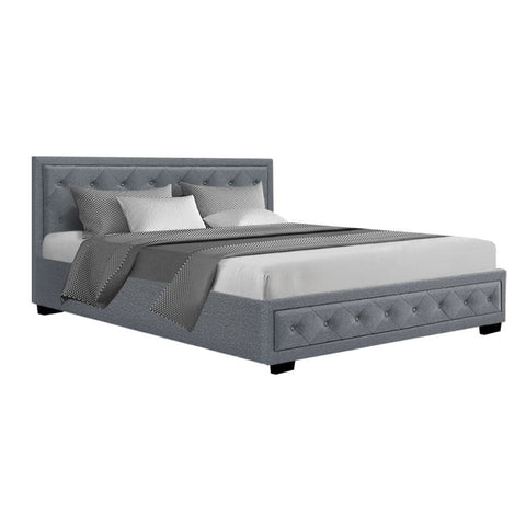 darrahopens Furniture > Bedroom Artiss Tiyo Bed Frame Fabric Gas Lift Storage - Grey King