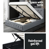 darrahopens Furniture > Bedroom Artiss Tiyo Bed Frame Fabric Gas Lift Storage - Grey Queen