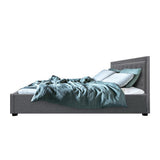 darrahopens Furniture > Bedroom Artiss Tiyo Bed Frame Fabric Gas Lift Storage - Grey Queen