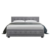 darrahopens Furniture > Bedroom Artiss Tiyo Bed Frame Fabric Gas Lift Storage - Grey Queen