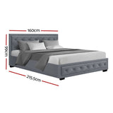 darrahopens Furniture > Bedroom Artiss Tiyo Bed Frame Fabric Gas Lift Storage - Grey Queen