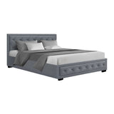 darrahopens Furniture > Bedroom Artiss Tiyo Bed Frame Fabric Gas Lift Storage - Grey Queen