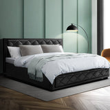 darrahopens Furniture > Bedroom Artiss Tiyo Bed Frame PU Leather Gas Lift Storage - Black King
