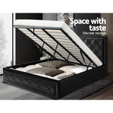 darrahopens Furniture > Bedroom Artiss Tiyo Bed Frame PU Leather Gas Lift Storage - Black King