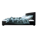 darrahopens Furniture > Bedroom Artiss Tiyo Bed Frame PU Leather Gas Lift Storage - Black King