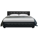 darrahopens Furniture > Bedroom Artiss Tiyo Bed Frame PU Leather Gas Lift Storage - Black King