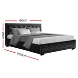 darrahopens Furniture > Bedroom Artiss Tiyo Bed Frame PU Leather Gas Lift Storage - Black King