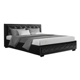 darrahopens Furniture > Bedroom Artiss Tiyo Bed Frame PU Leather Gas Lift Storage - Black King