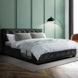 darrahopens Furniture > Bedroom Artiss Tiyo Bed Frame PU Leather Gas Lift Storage - Black Queen