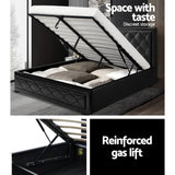 darrahopens Furniture > Bedroom Artiss Tiyo Bed Frame PU Leather Gas Lift Storage - Black Queen