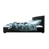 darrahopens Furniture > Bedroom Artiss Tiyo Bed Frame PU Leather Gas Lift Storage - Black Queen