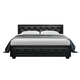 darrahopens Furniture > Bedroom Artiss Tiyo Bed Frame PU Leather Gas Lift Storage - Black Queen