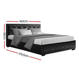 darrahopens Furniture > Bedroom Artiss Tiyo Bed Frame PU Leather Gas Lift Storage - Black Queen